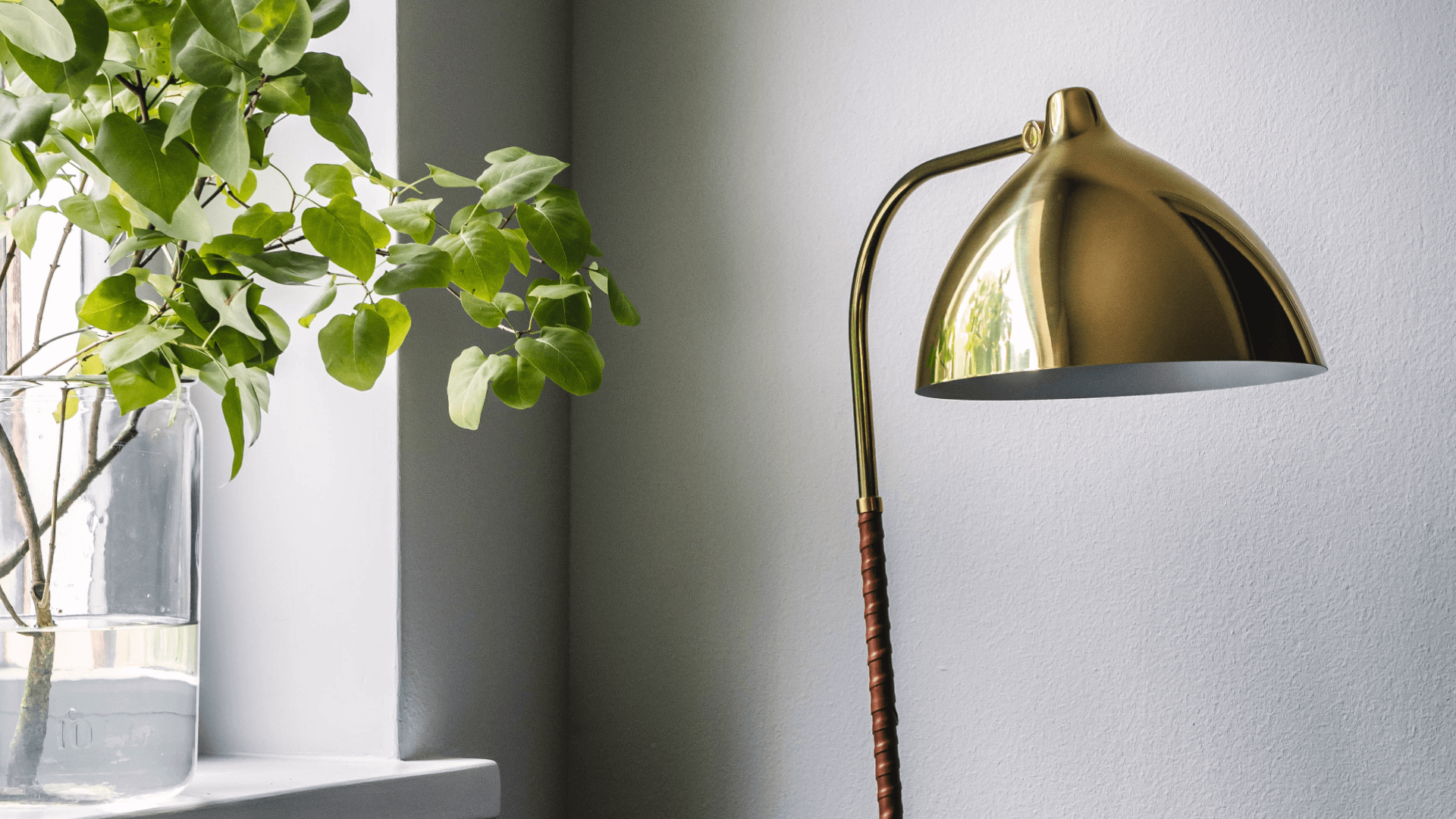 Lisa Floor Lamp by Lisa Johansson-Papeand | Brass with Cognac leather | 310 x 540 x 1400mm | Dimmer switch | 1 x E27 max 35 W required