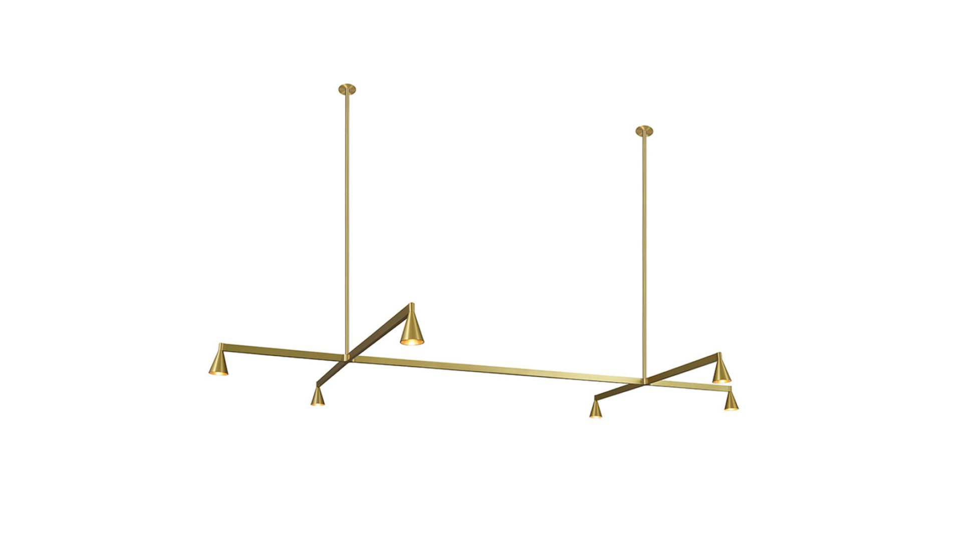 Austere Suspension by Hans Verstuyft | 1 + SURL 79 | Centre L750mm | End L500mm | Side L250mm | Rod L790mm | Black power cord & steel cable | 6 x Led array 6W inc | Remote mounted drive + cover / canopy