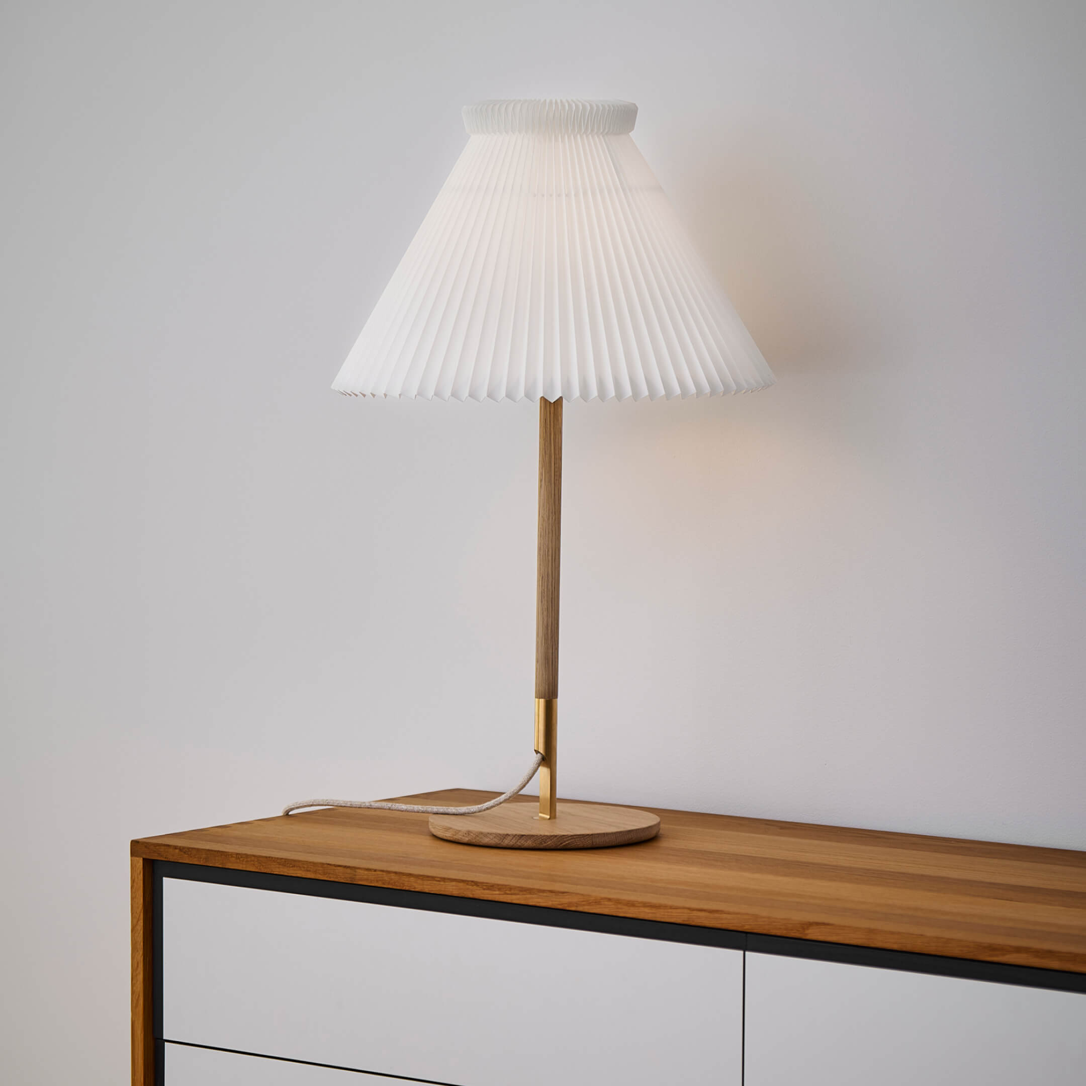 Model 328 Table Lamp | Oak | Brass fitting | H700mm x Dia220mm