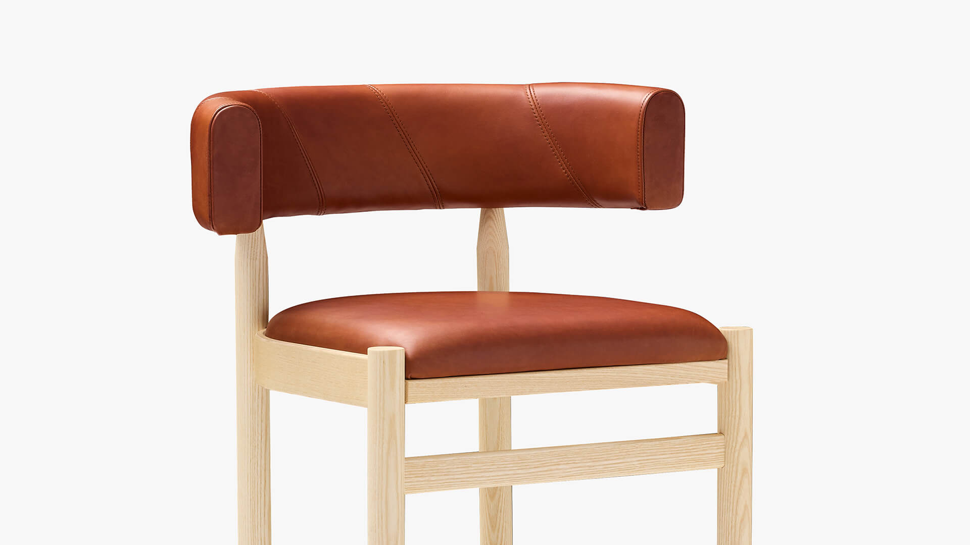 Botero Bar Stool by Peter Anderson & Matti klenell | Ash natural frame/ 8695Tarnsjo leather | H95cm W61cm SH65cm