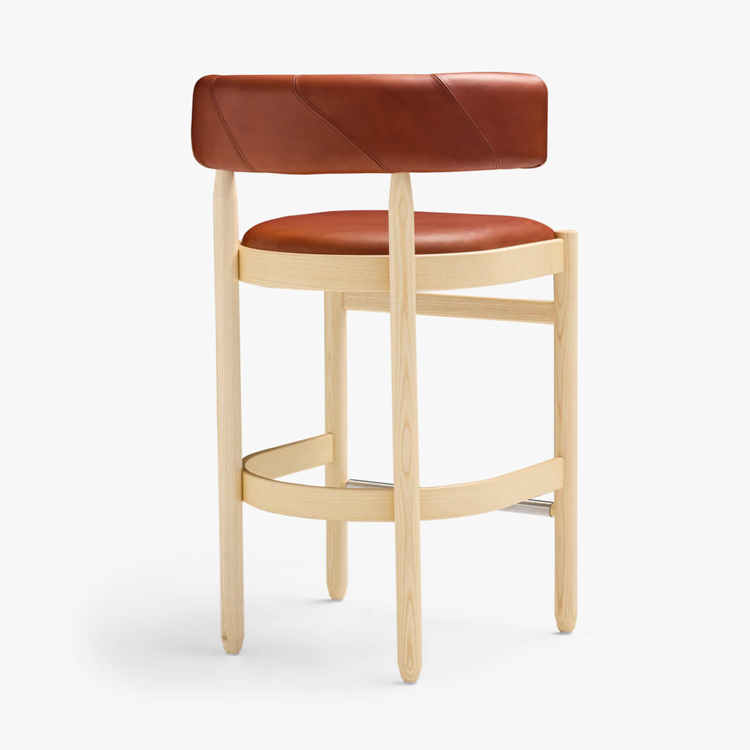 Botero Bar Stool by Peter Anderson & Matti klenell | Ash natural frame/ 8695Tarnsjo leather | H95cm W61cm SH65cm